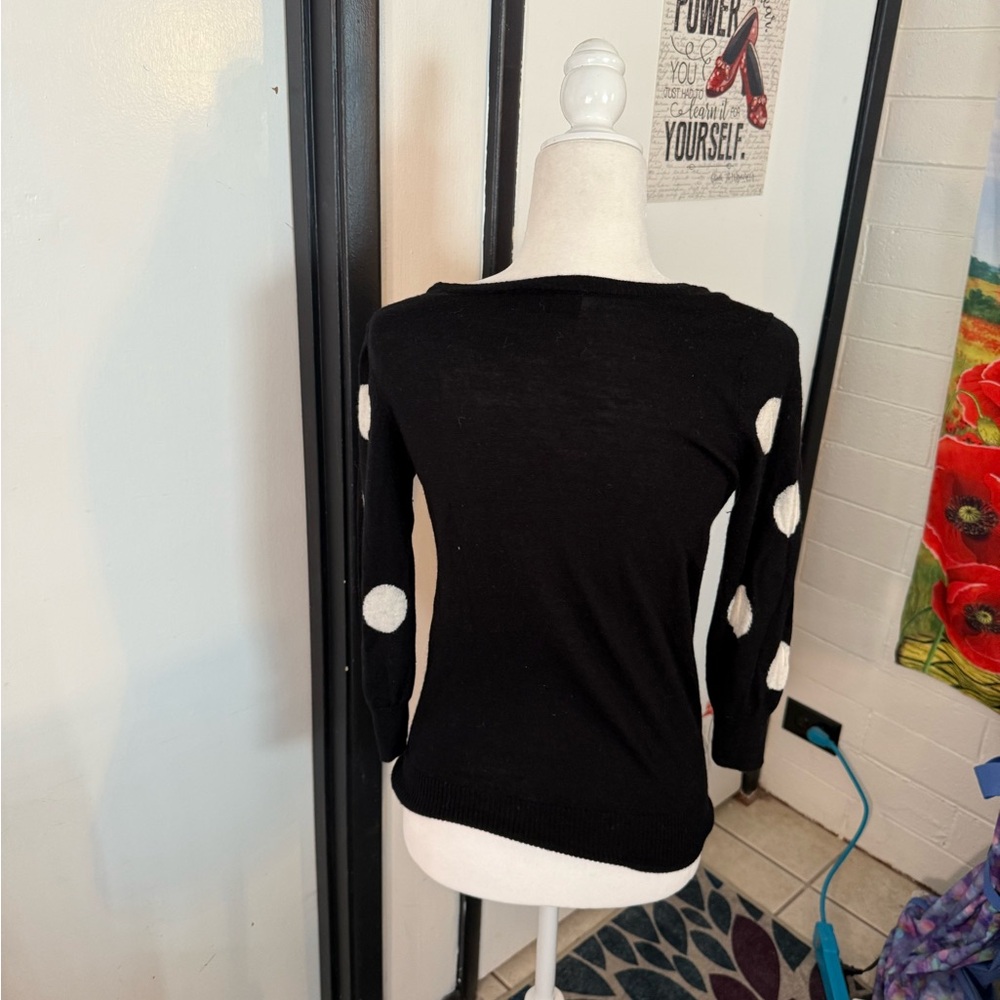 Black and White Polka Dot Sweater - Picture 5 of 8
